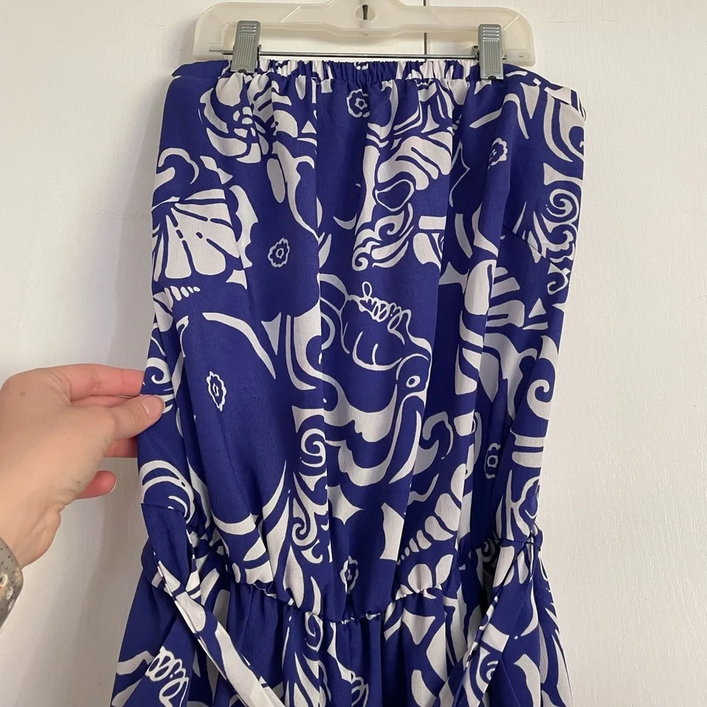 Navy and White Lilly Pulitzer Strapless Romper - Picture 3 of 8